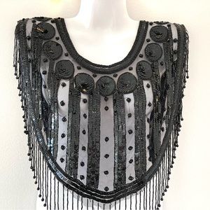 Beaded Sequined Scarf Shawl Black